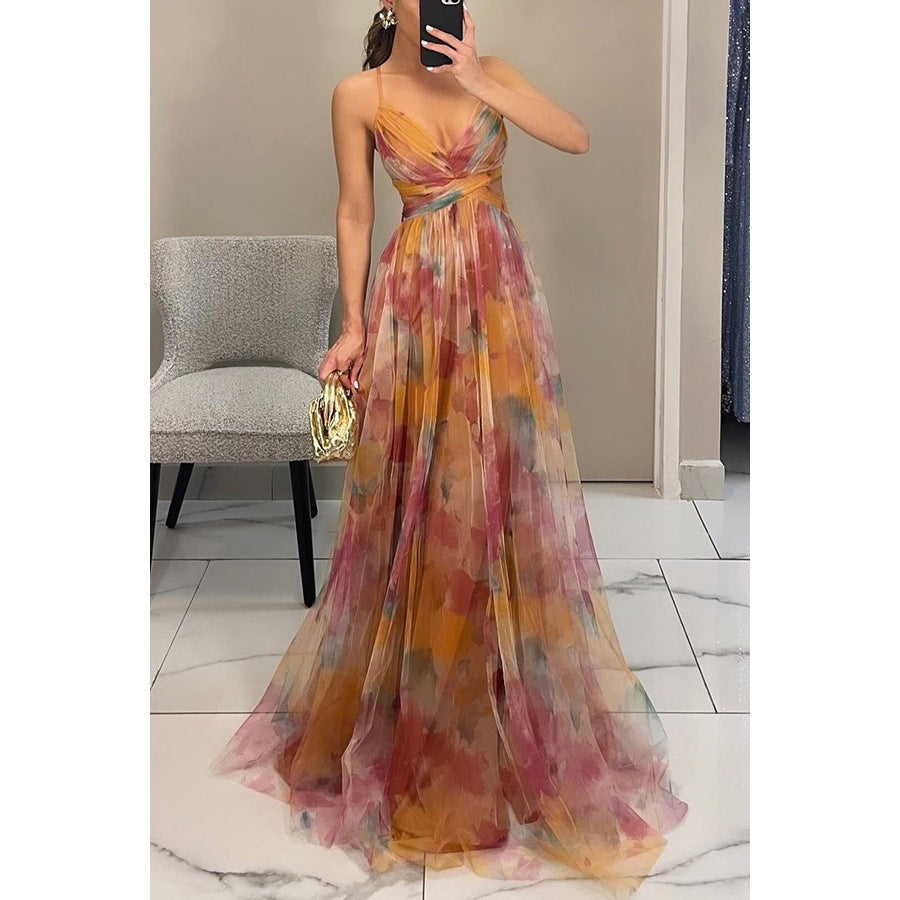 Damekjole med mesh-print