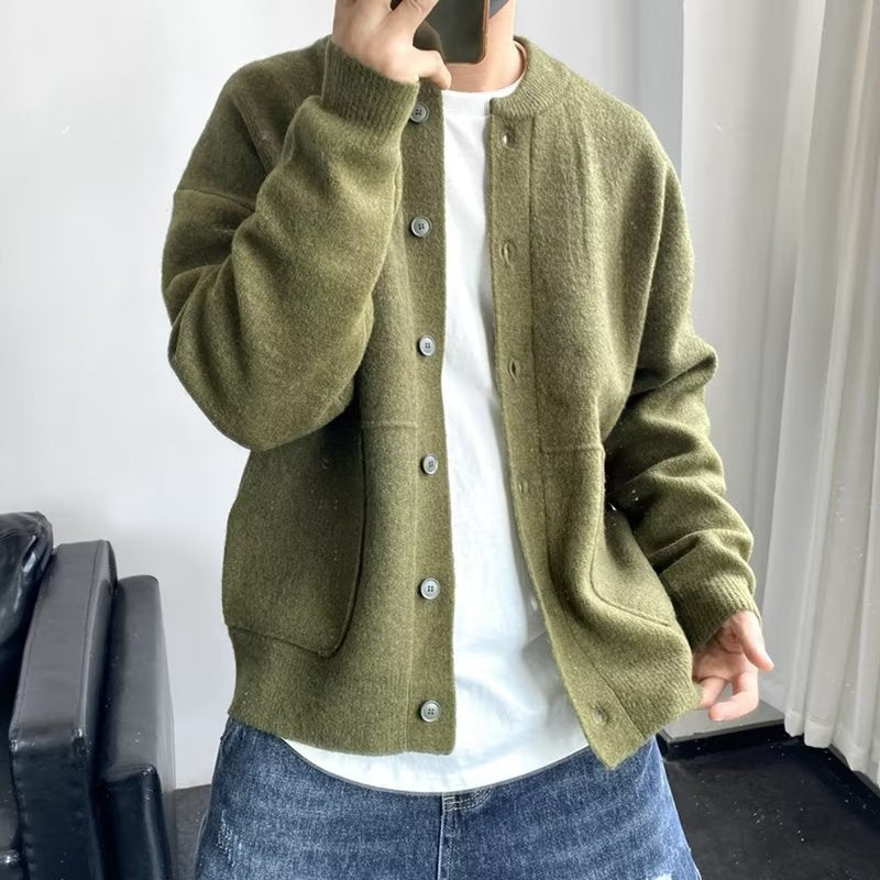 Kaizo Herre Cardigan i Uldblanding med Knapper