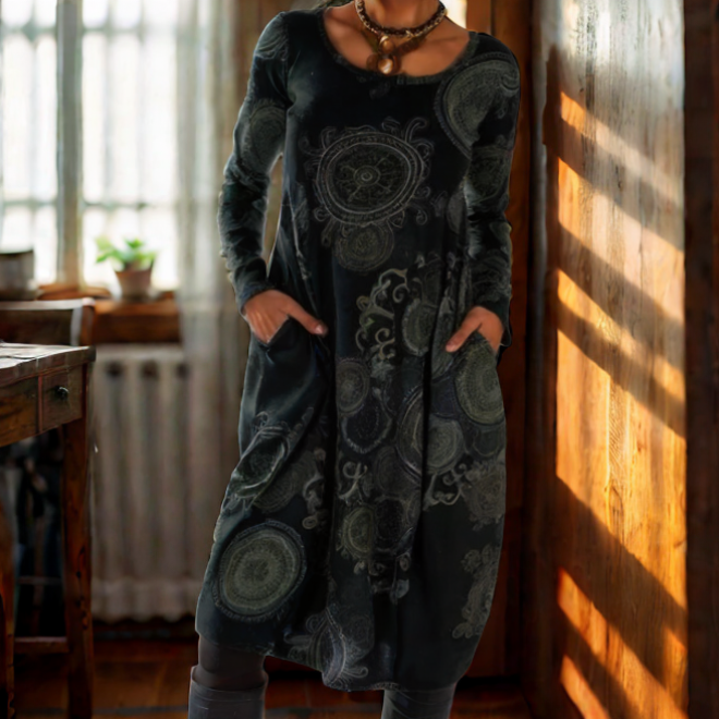 Maris Bohemian Printed Midi-kjole til kvinder