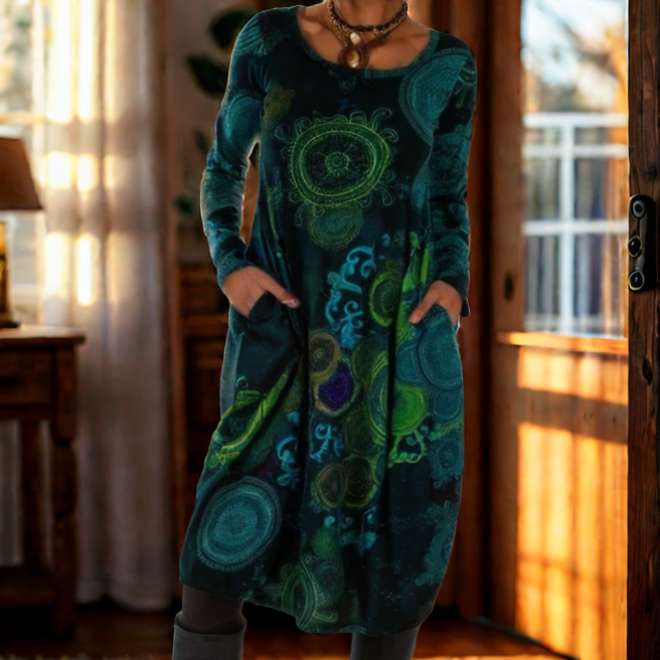 Maris Bohemian Printed Midi-kjole til kvinder