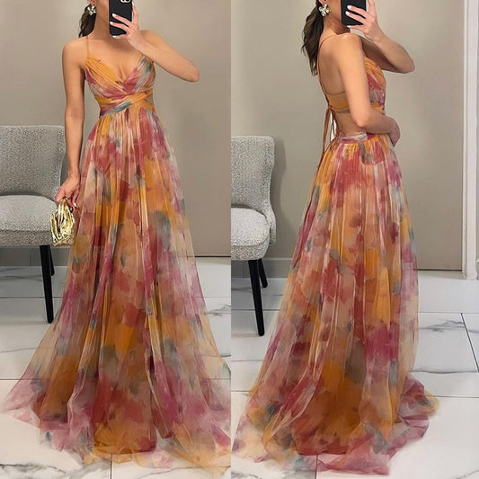 Damekjole med mesh-print