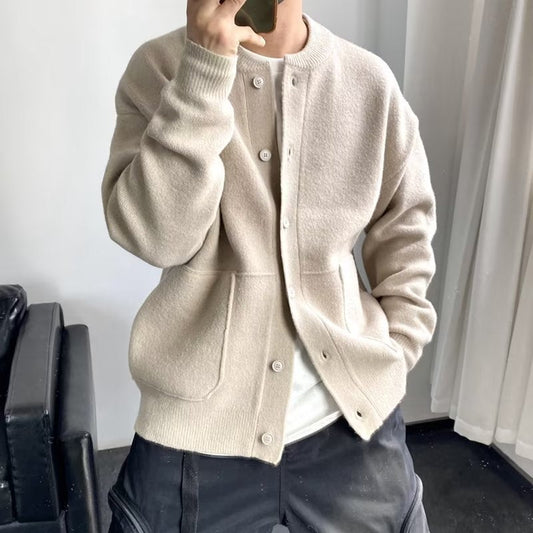 Kaizo Herre Cardigan i Uldblanding med Knapper