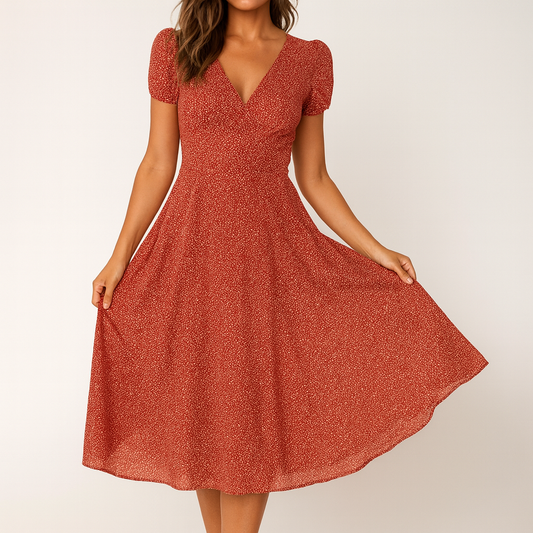 Floravia Lace-Up Midi Kjole